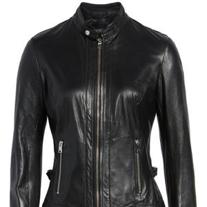 Lamarque black leather moto jacket, size small